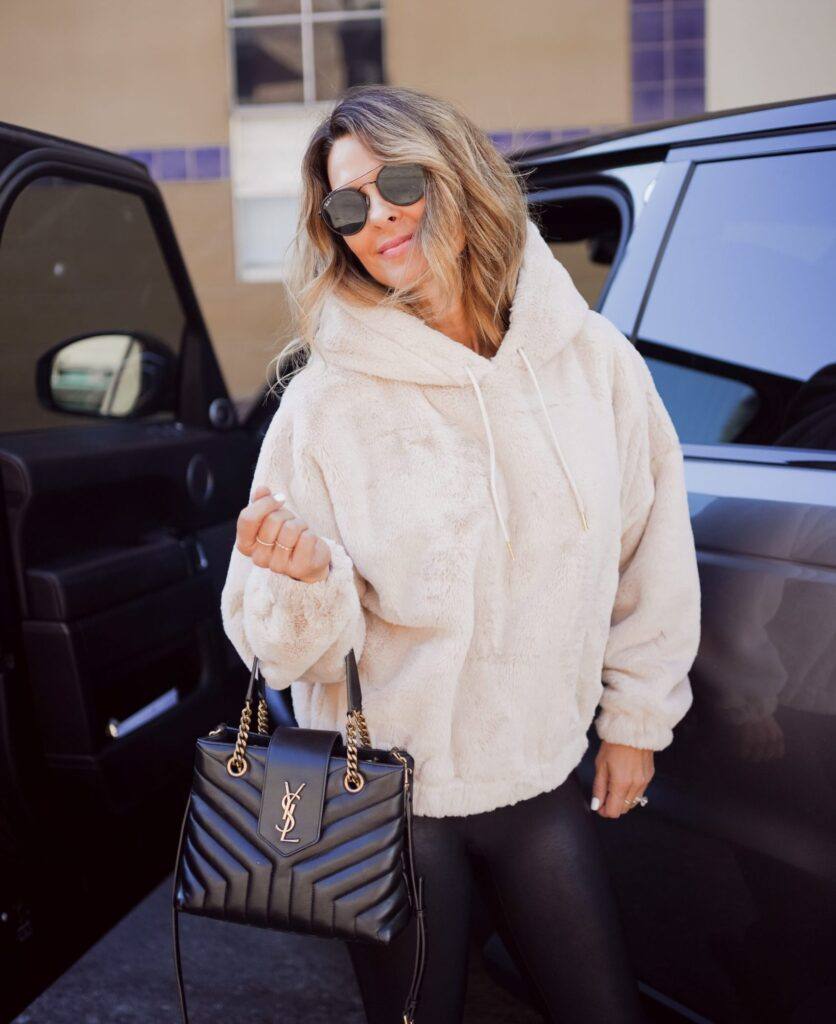Austin fashion blogger sharing how to elevate your loungewear with a cozy chic hoodie