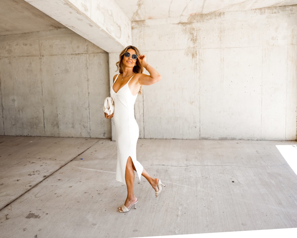 Her Fashioned Life | Simple White Midi Dress For Summer Date Nights 