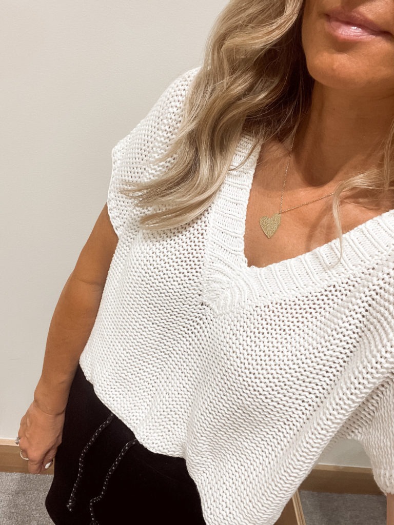 White crocheted top from Evereve