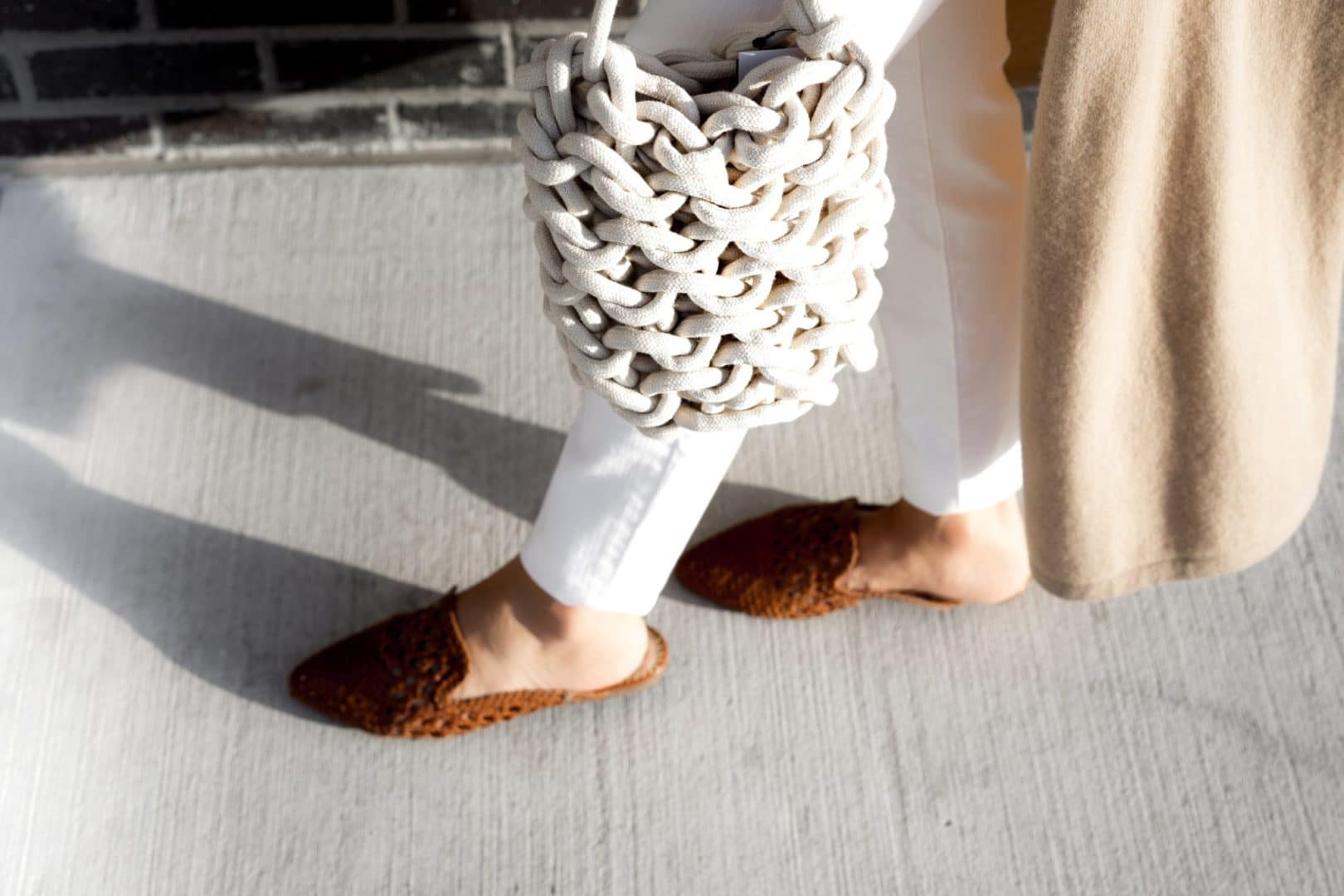 Accessories with Texture - Woven Mules and Rope Bag