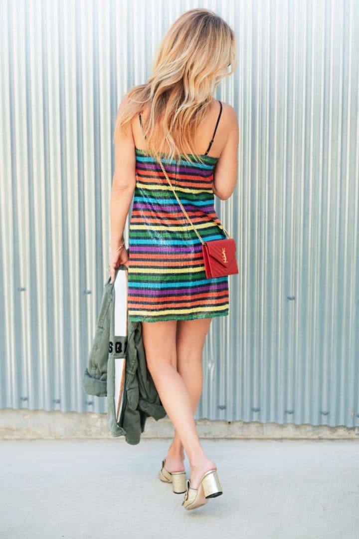 Summer Fashion Rainbow Metallic Slip Dress